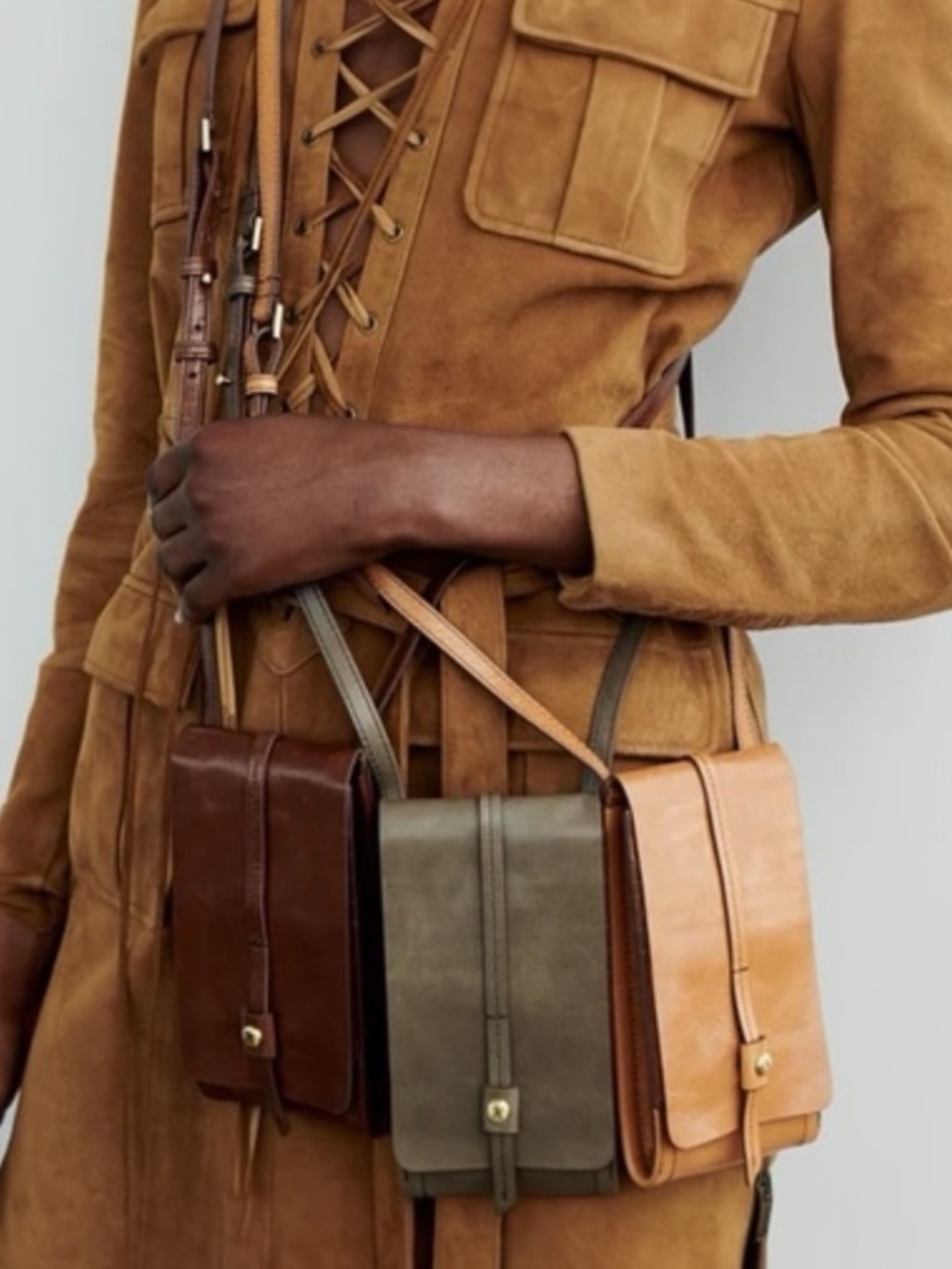 HOBO Women's Token Mini Cross-body Smartphone Leather Bag in Tan